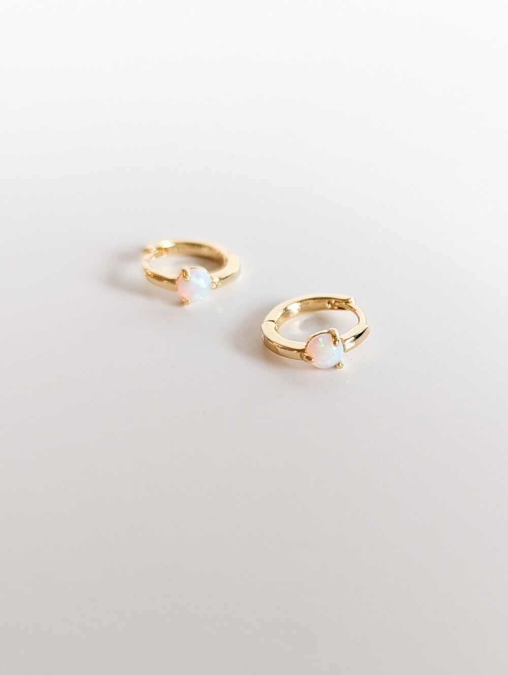 Tiny Opal Huggie Gold-plated Earrings